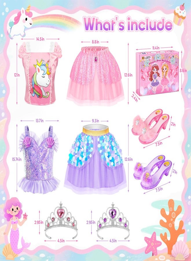 STOPKLAS Princess Dress Up CLothes with Princess Shoes, Kids' Dress Up & Pretend Play Costumes for Little Girls, Mermaid & Unicorn Dress Up Toys Set for Toddlers, Christmas Birthday Gifts for 3-6 Role Play - Image 5